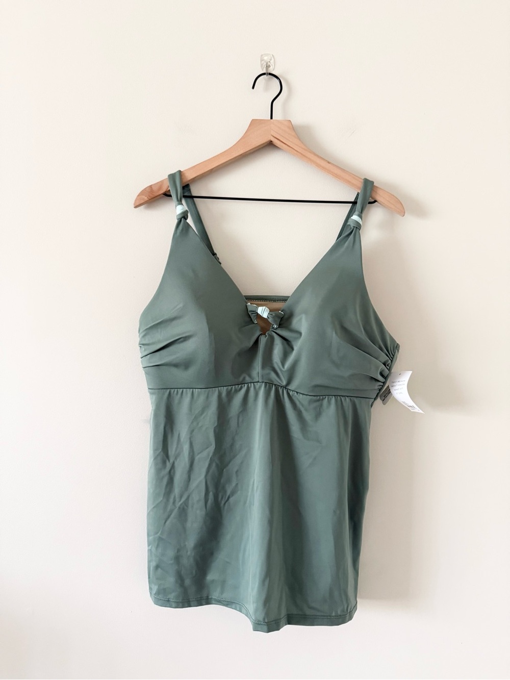NWT Swim by Cacique Sage Green Keyhole Ring Tankini Top Size 18